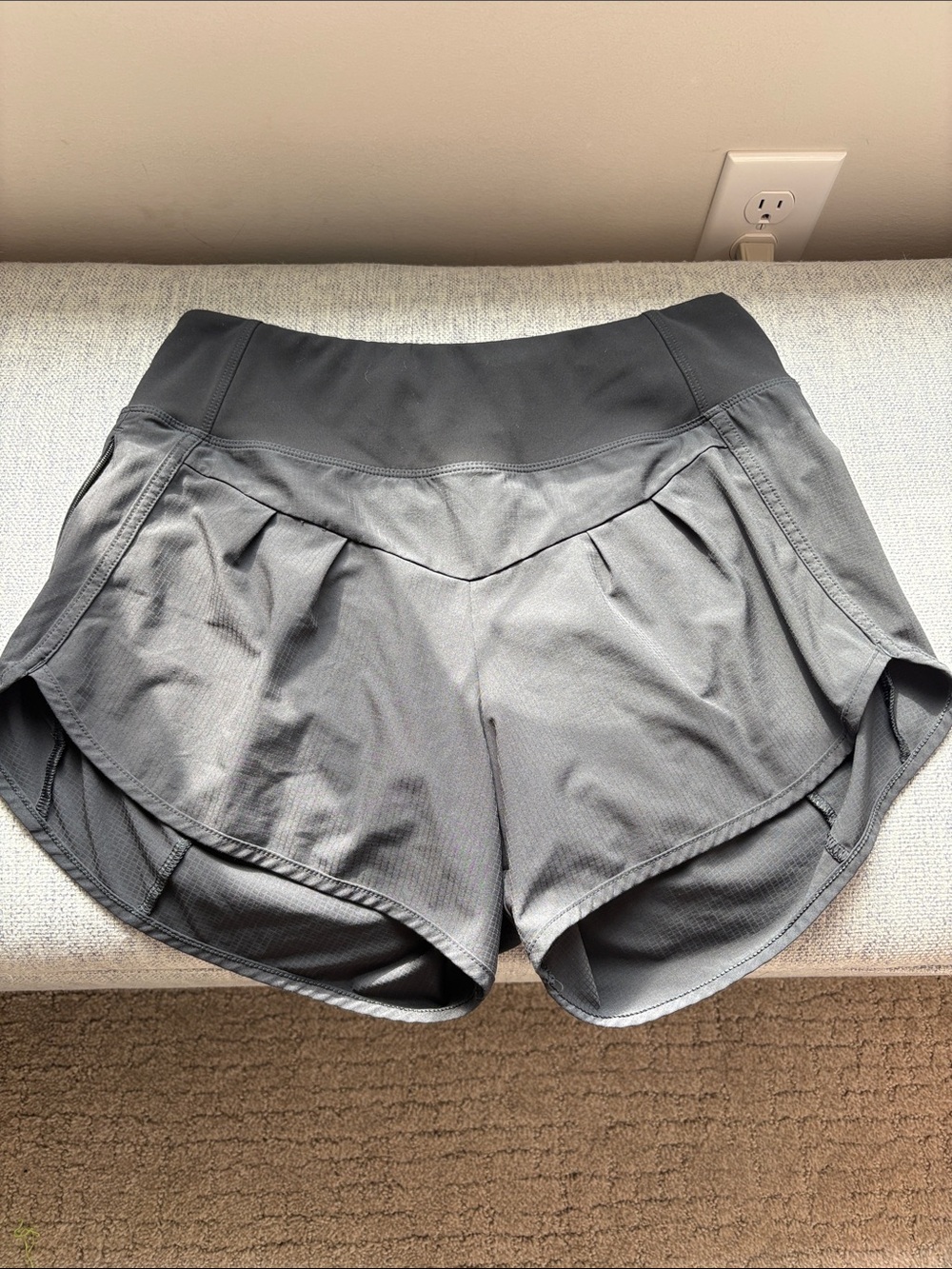 Women’s black Layered Athletic Shorts with Wide Waistband